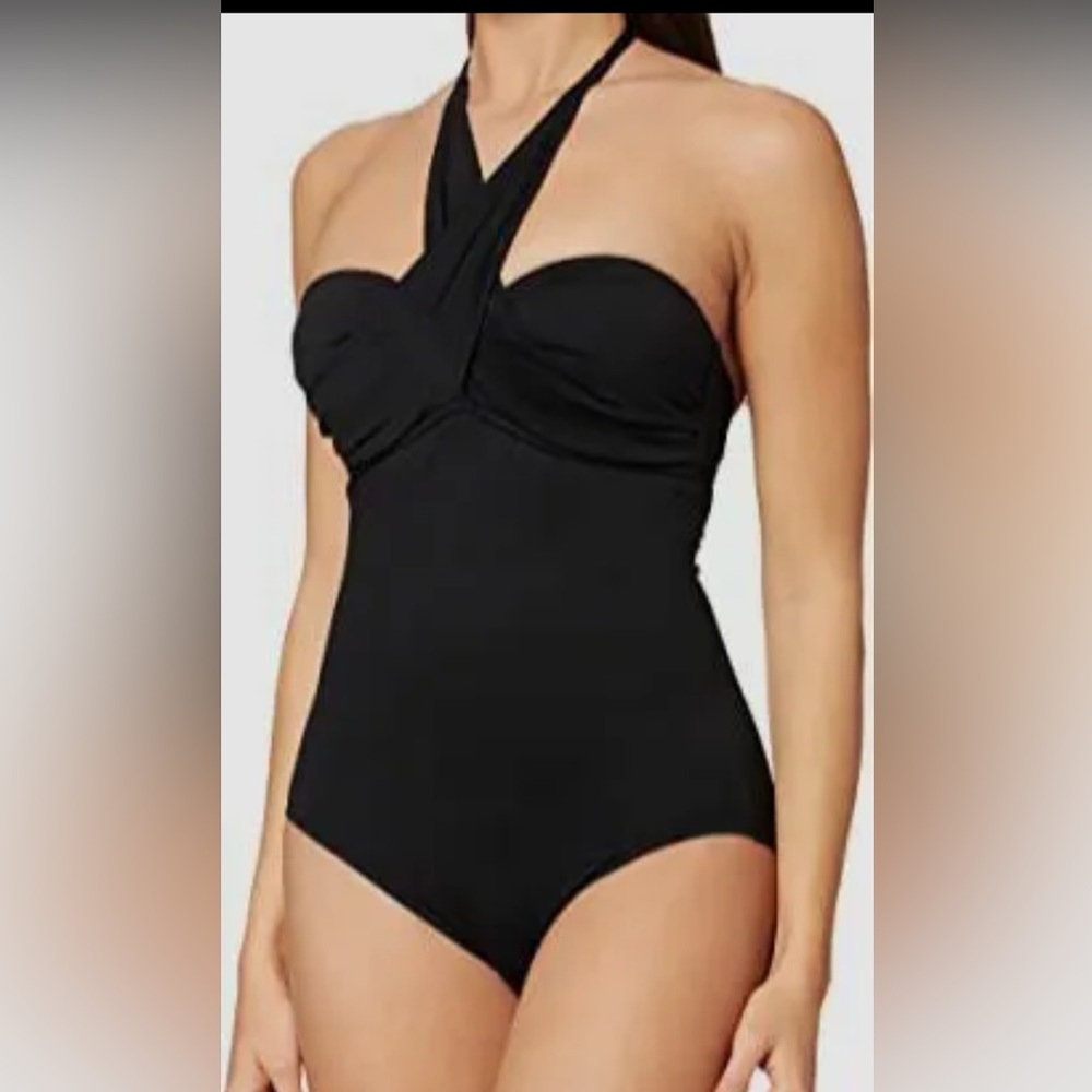 Sea folly black wrap top swimsuit size 6 us new without tags